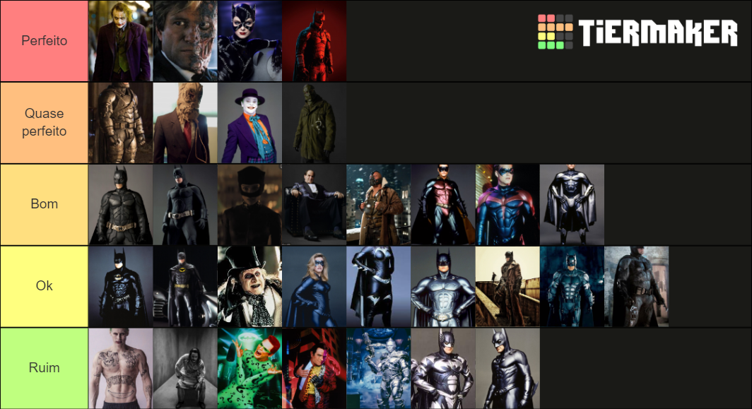 Batman movies suits list Tier List Rankings) TierMaker