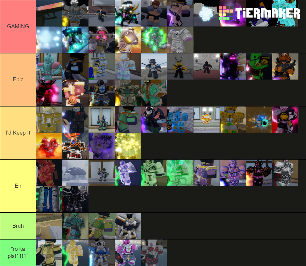 YBA Stand Skins as of v0.896 Tier List (Community Rankings) - TierMaker