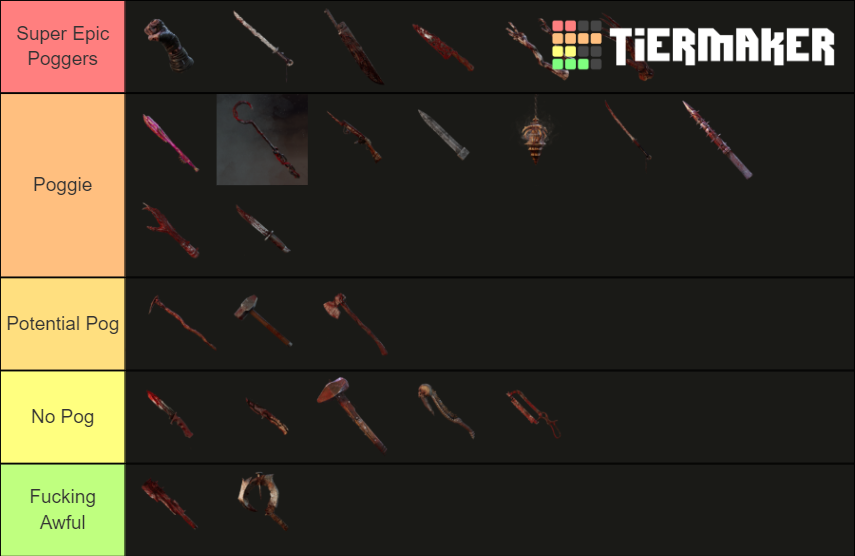 dbd killer weapons Tier List Rankings) TierMaker