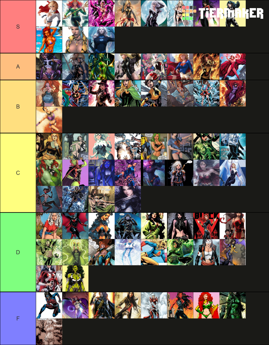 DC/Marvel Female Characters Tier List (Community Rankings) - TierMaker