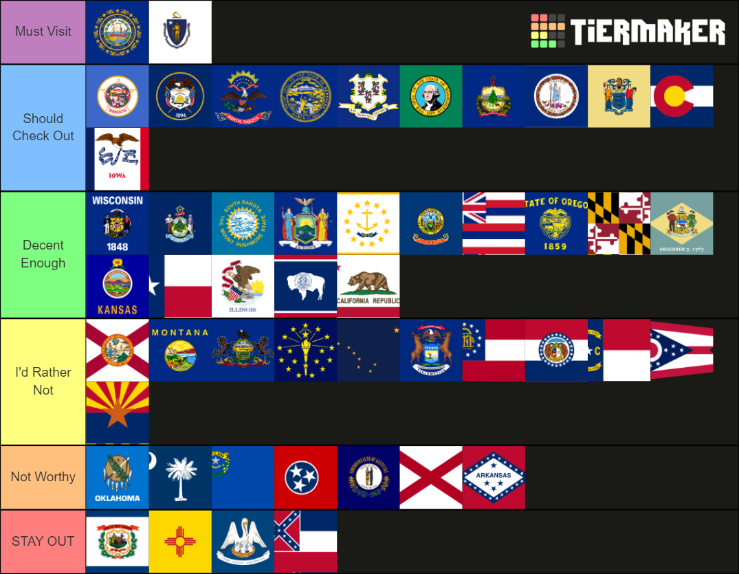 50 States In The United States Tier List (community Rankings) - Tiermaker