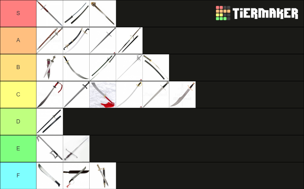 Types of Swords Tier List Rankings) TierMaker