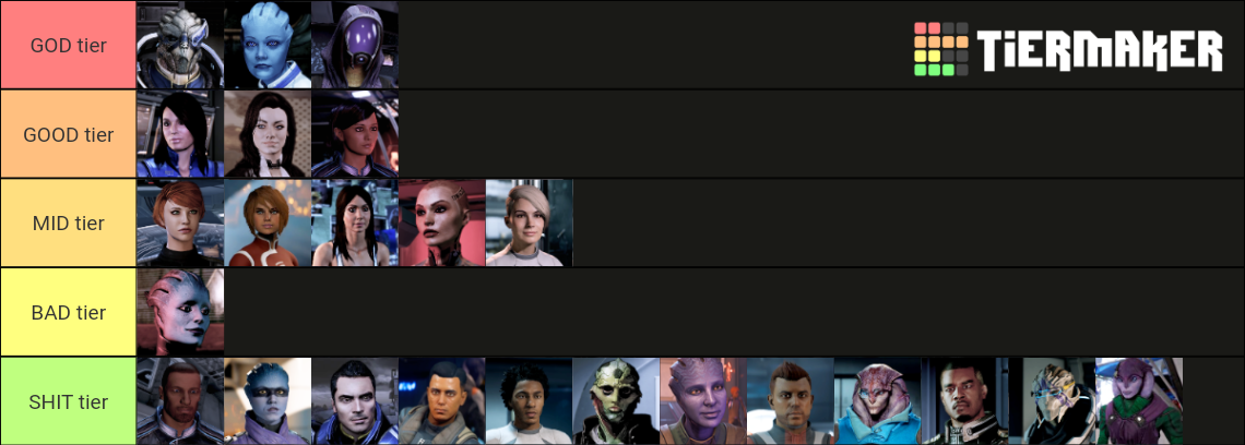 Mass Effect Romances Tier List (Community Rankings) - TierMaker