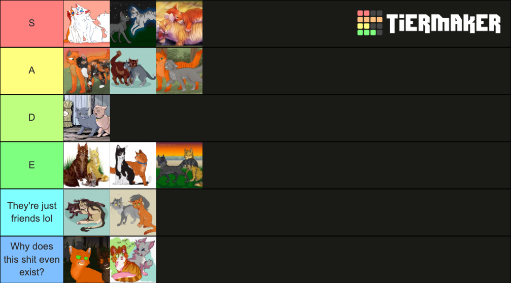 Warrior Cat Couples Tier List (Community Rankings) - TierMaker