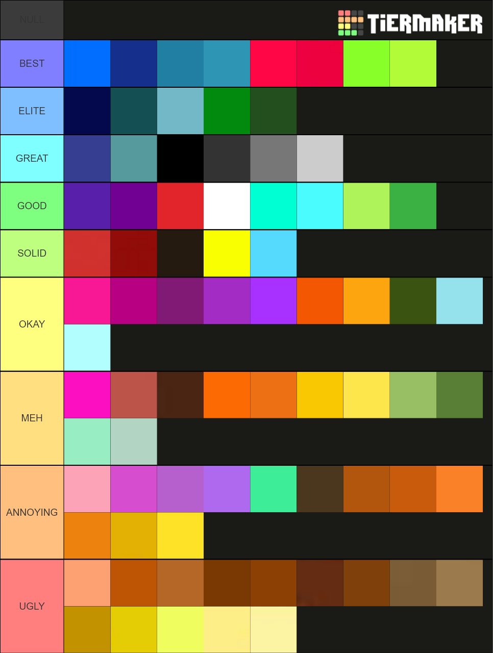 Colors Tier List (Community Rankings) - TierMaker