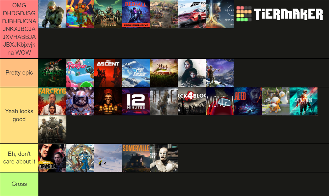 The Xbox Games Showcase 2021 Tier List Rankings) TierMaker