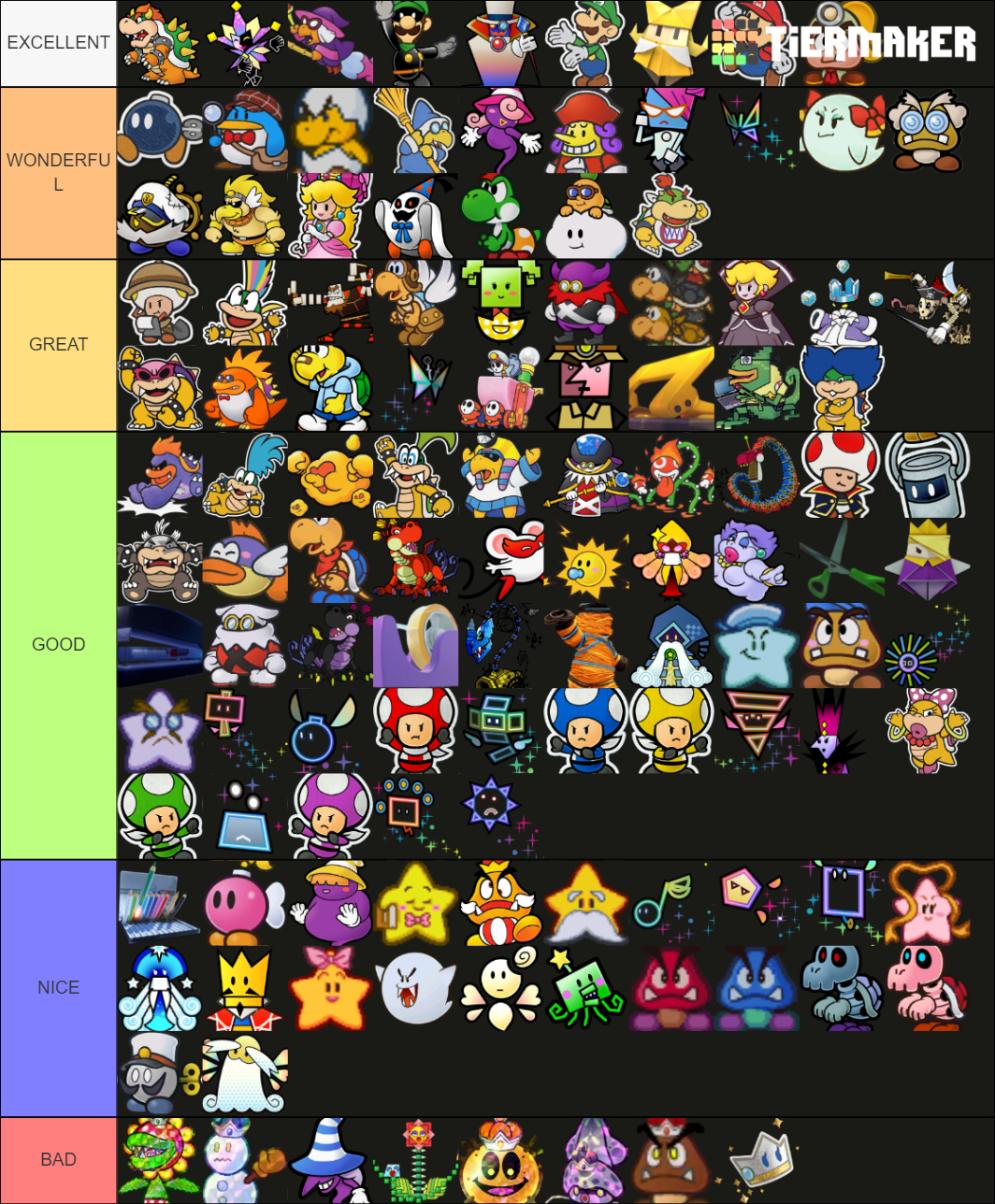 Paper Mario Characters Tier List (Community Rankings) - TierMaker