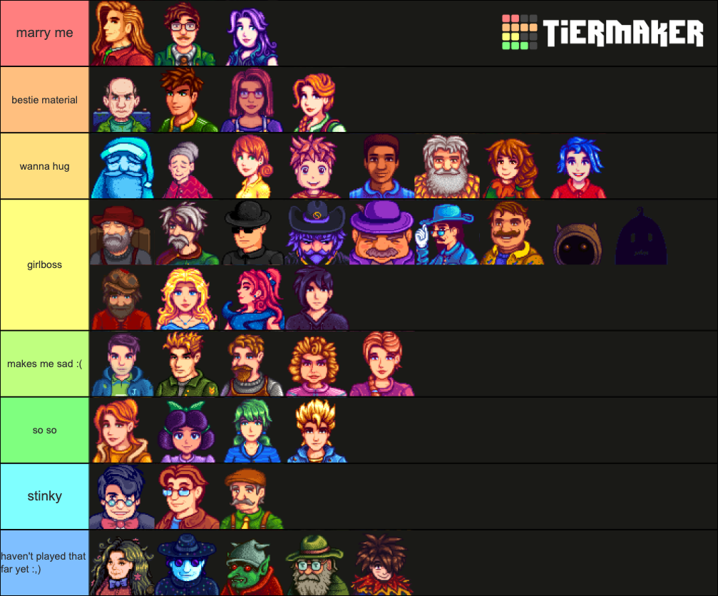 Stardew Valley Characters Tier List (Community Rankings) - TierMaker