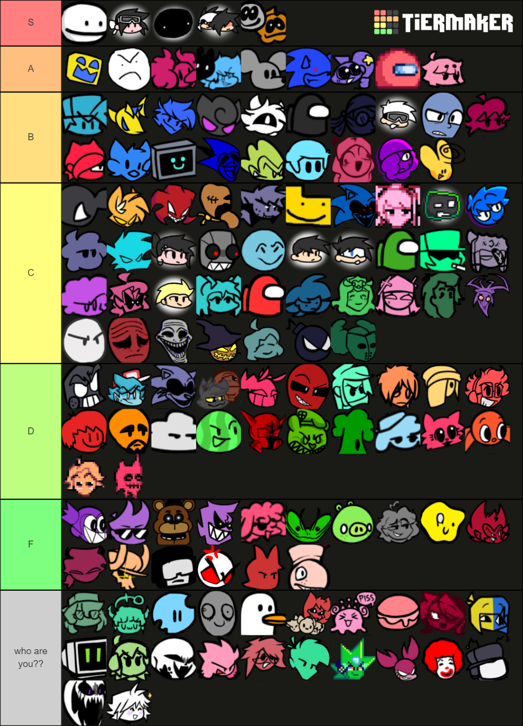 FNF Canon/Mod Characters Tier List (Community Rankings) - TierMaker