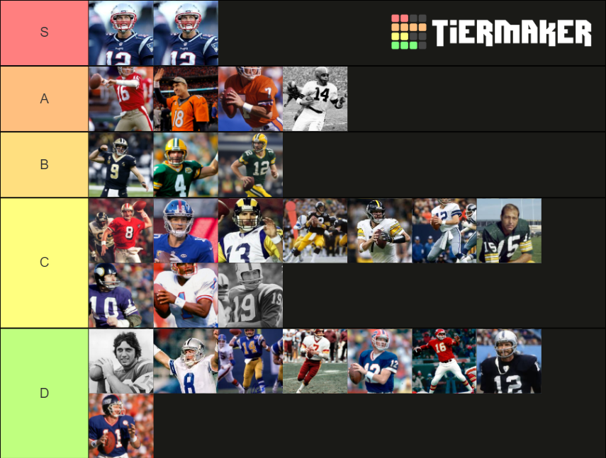 NFL All Time Quarterbacks Tier List Rankings) TierMaker