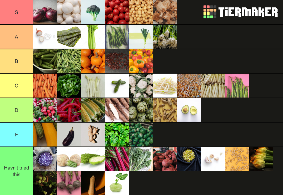 The Ultimate Vegetable Tier List Rankings) TierMaker