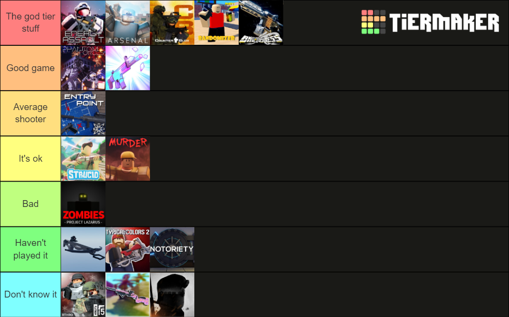 Some Roblox Shooters Tier List Community Rankings Tiermaker