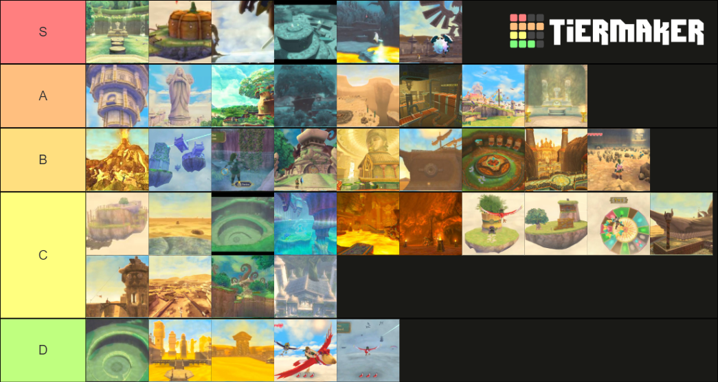 Zelda Skyward sword locations Tier List Rankings) TierMaker