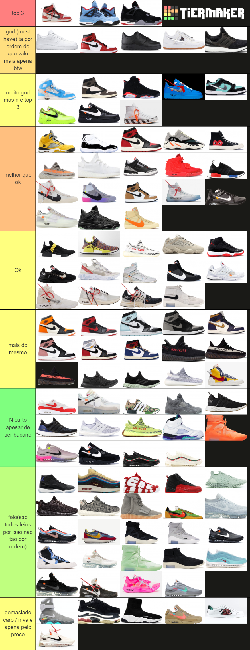 The Definitive List of Sneakers Tier List Rankings) TierMaker