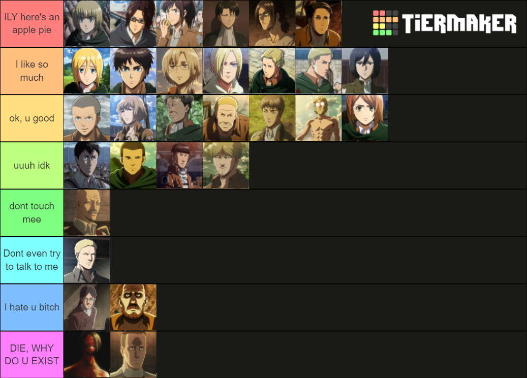 aot season 1 Tier List Rankings) TierMaker