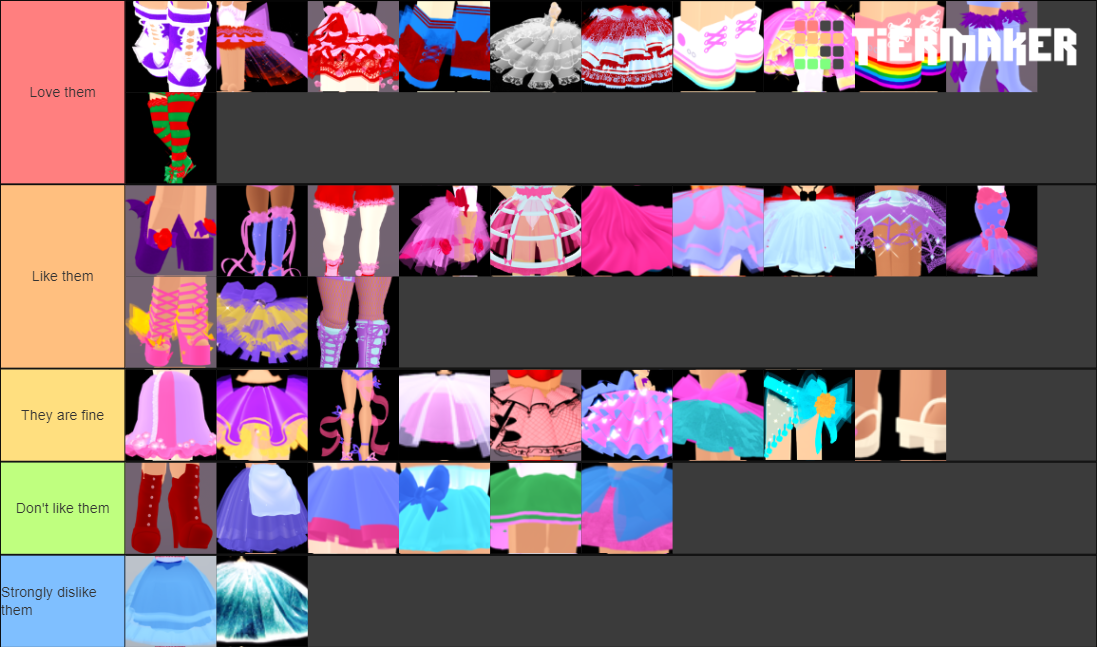 Roblox Royale High: Shoes and Skirts! Tier List (Community Rankings ...