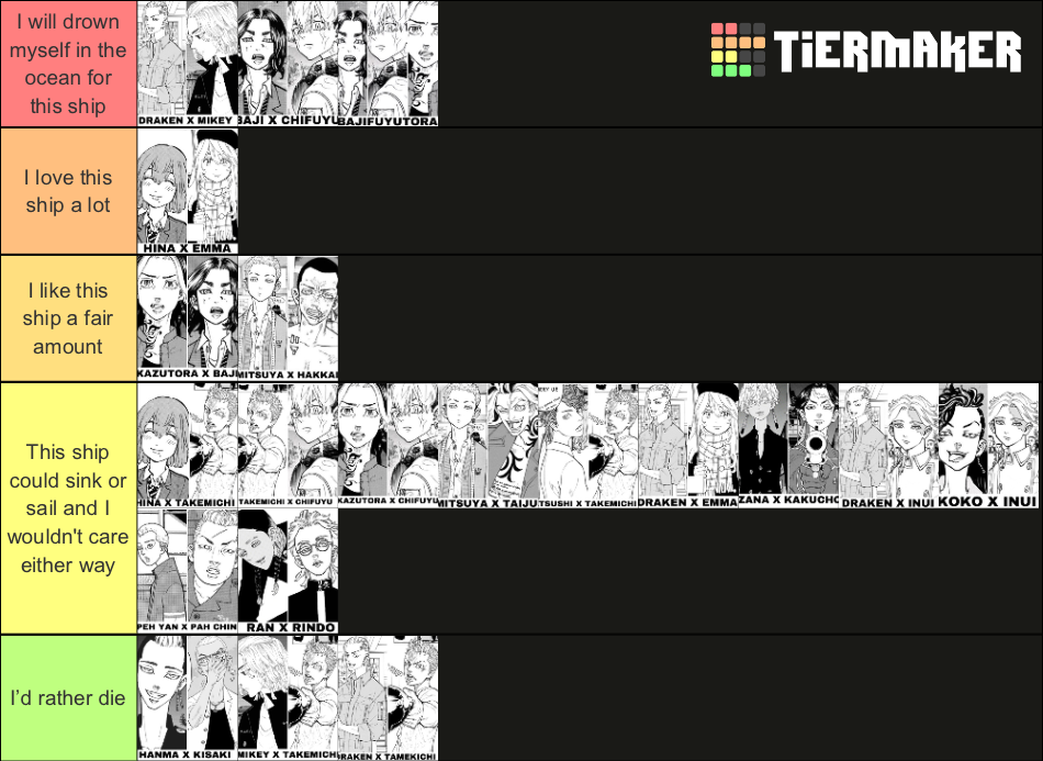 Tokyo Revengers Ships Tier List (Community Rankings) - TierMaker