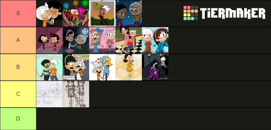 Lincoln Loud Ships Tier List (Community Rankings) - TierMaker