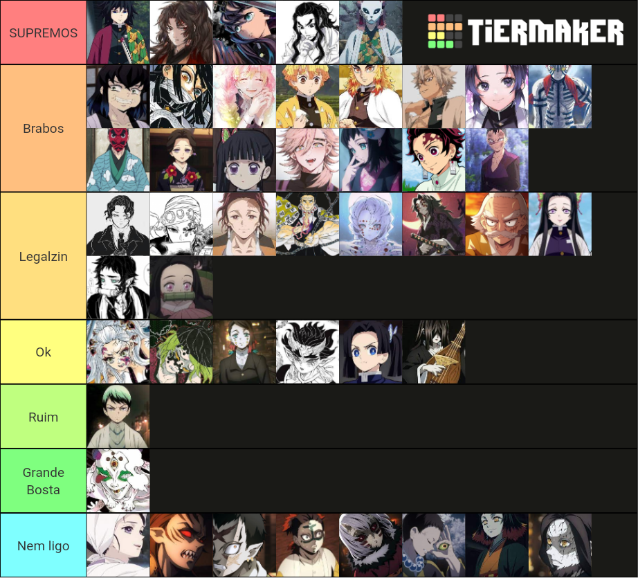 Personagens de Kimetsu no Yaiba Tier List (Community Rankings) - TierMaker