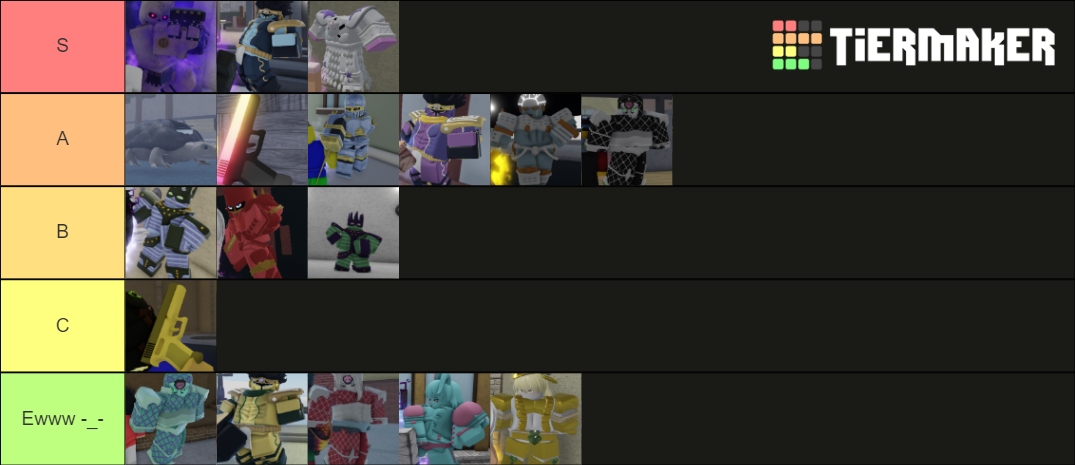 Stand skins [YBA] Tier List (Community Rankings) - TierMaker