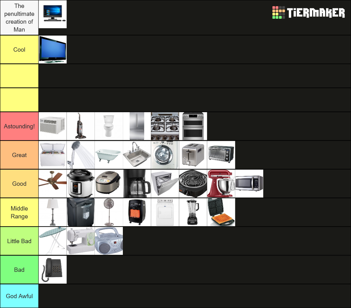 Common Household Appliances Tier List Rankings) TierMaker