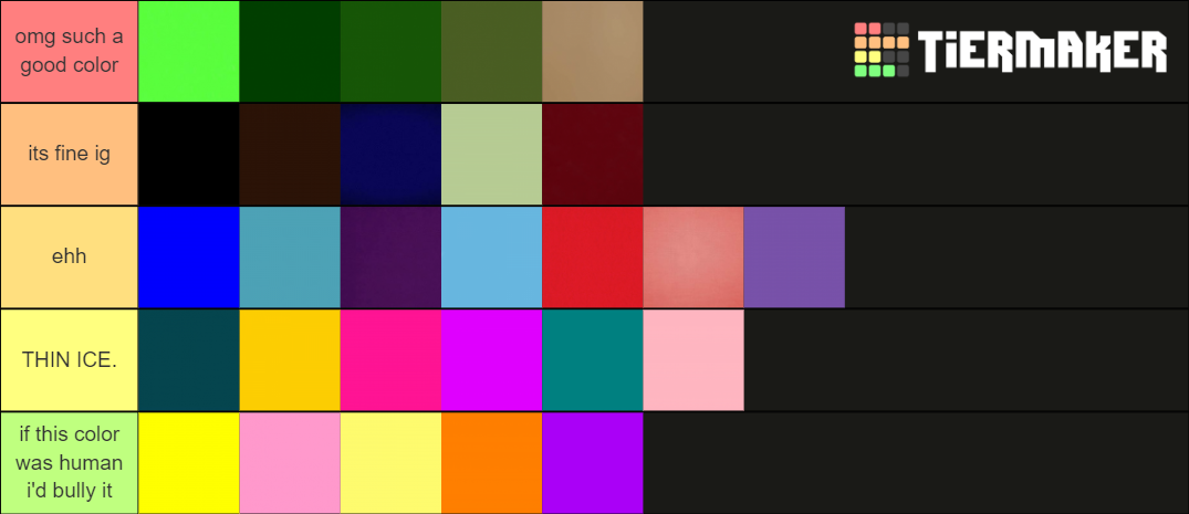 Color Teir List Tier List (Community Rankings) - TierMaker