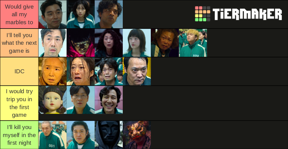 Squidgame Main Characters Tier List (Community Rankings) - TierMaker
