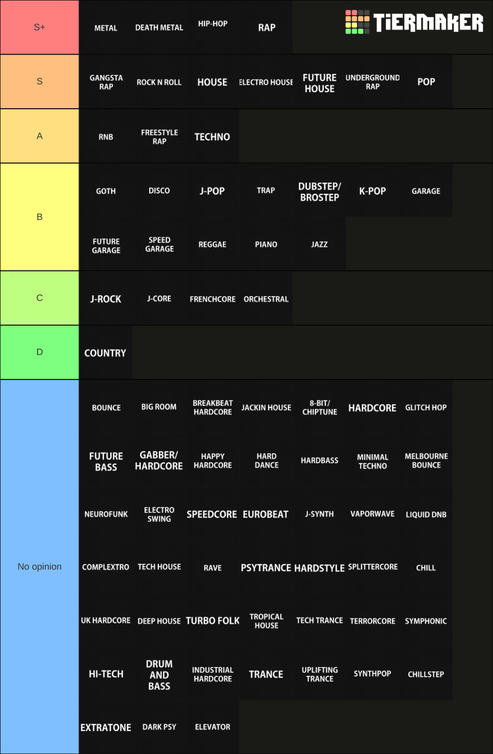 Music Genres Tier List (Community Rankings) - TierMaker