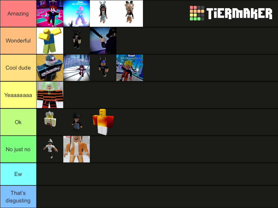 Roblox Avatars Tier List Community Rankings Tiermaker 0860