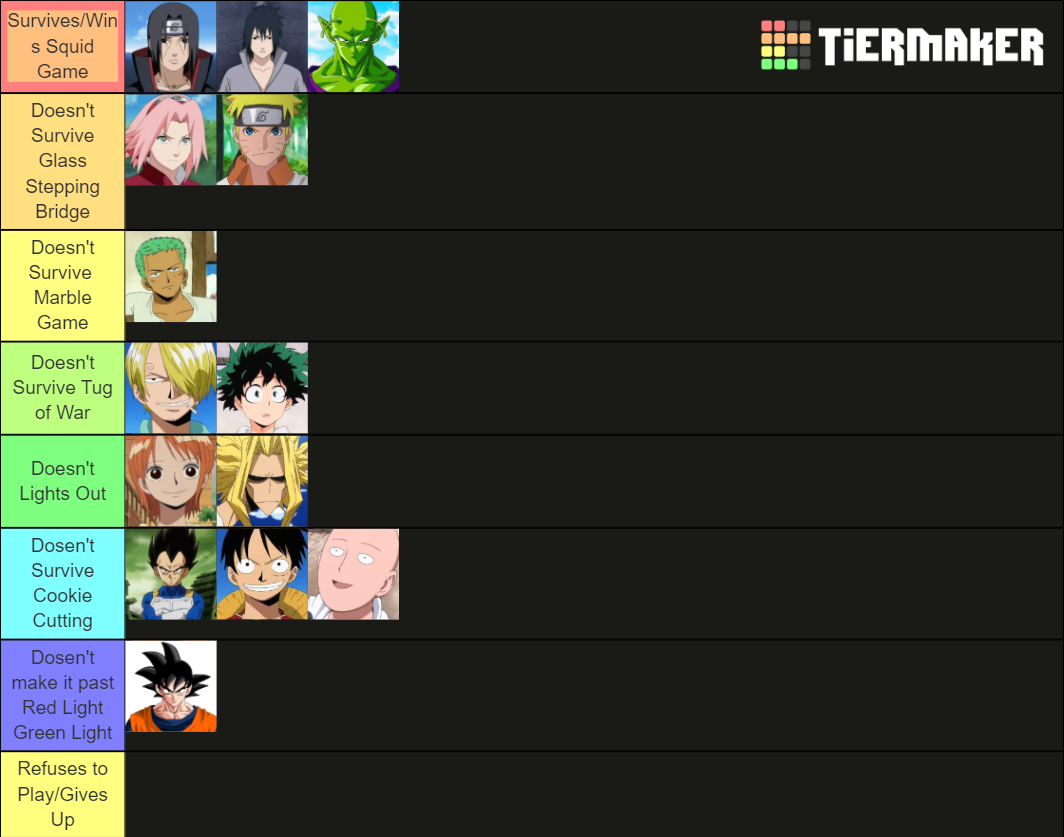 CBR Anime Squid Game Tier List Community Rankings TierMaker