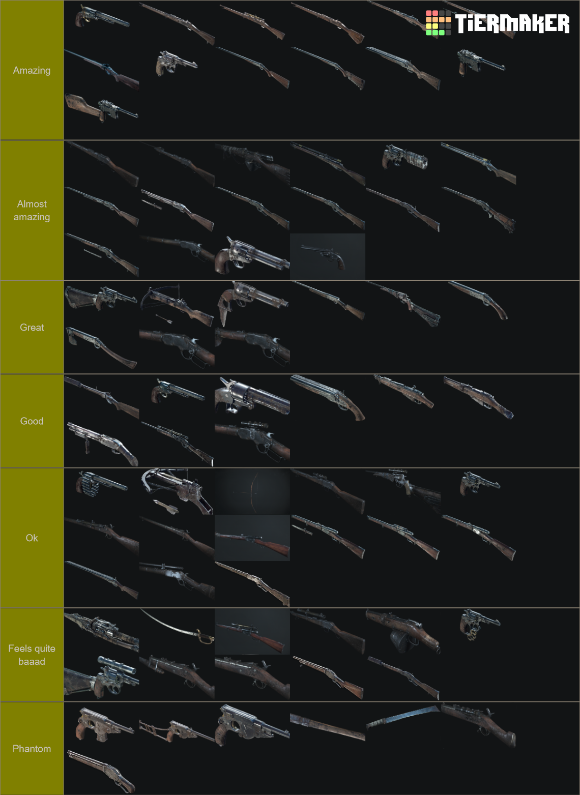Hunt Showdown Weapon Improved Tier List Rankings) TierMaker