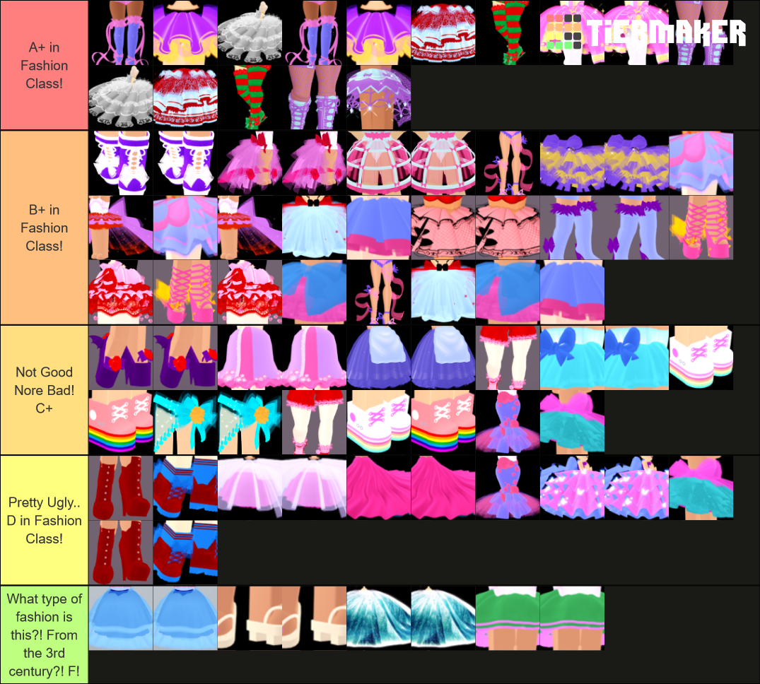 Roblox Royale High: Shoes and Skirts! Tier List (Community Rankings ...