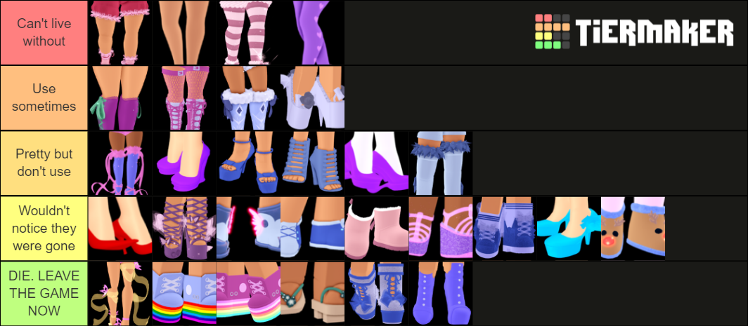 Royale High Shoes Tier List (Community Rankings) - TierMaker