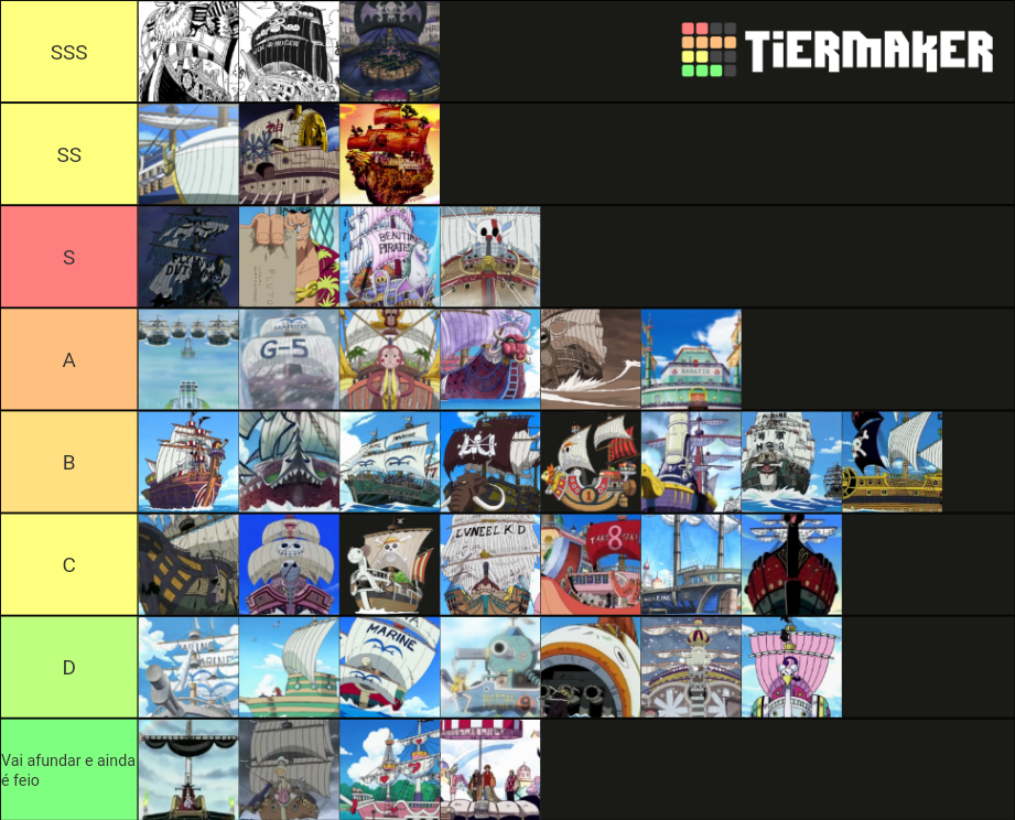 Navios de One piece Tier List Rankings) TierMaker