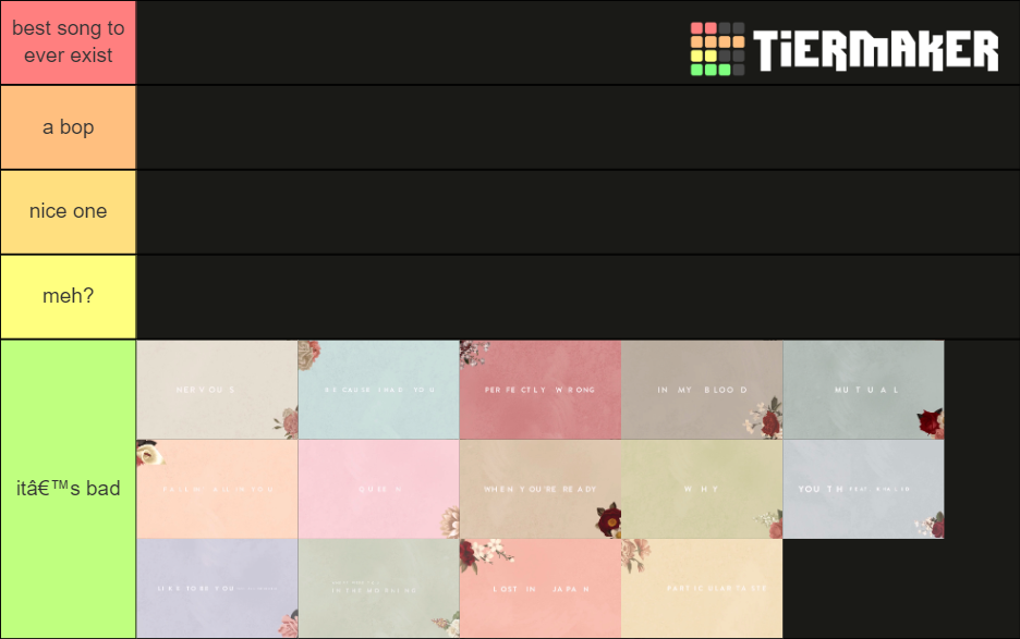 Shawn MendesThe Album Tier List Rankings) TierMaker