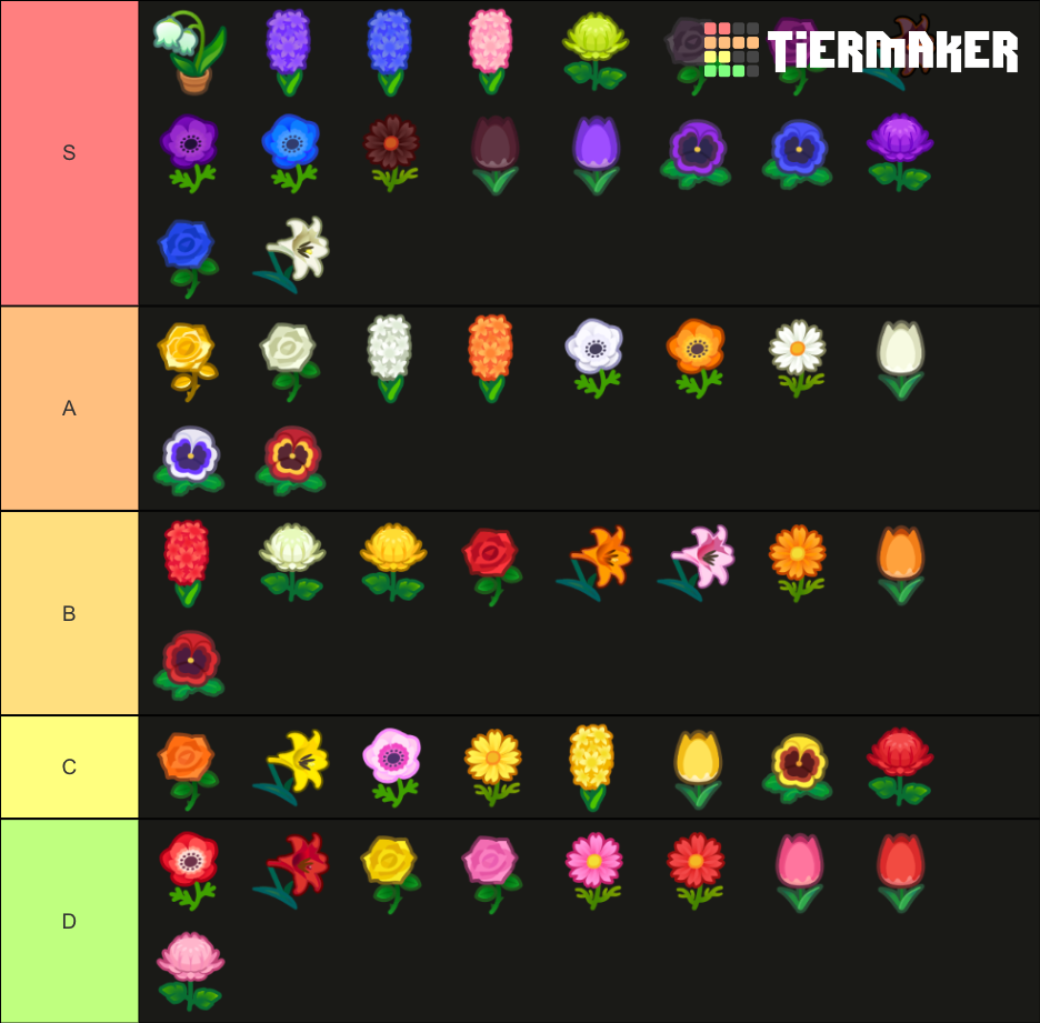 ACNH Flower Popularity Tier List (Community Rankings) - TierMaker