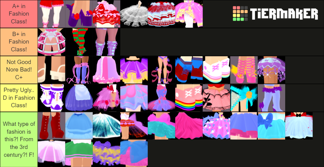 Roblox Royale High: Shoes and Skirts! Tier List (Community Rankings ...