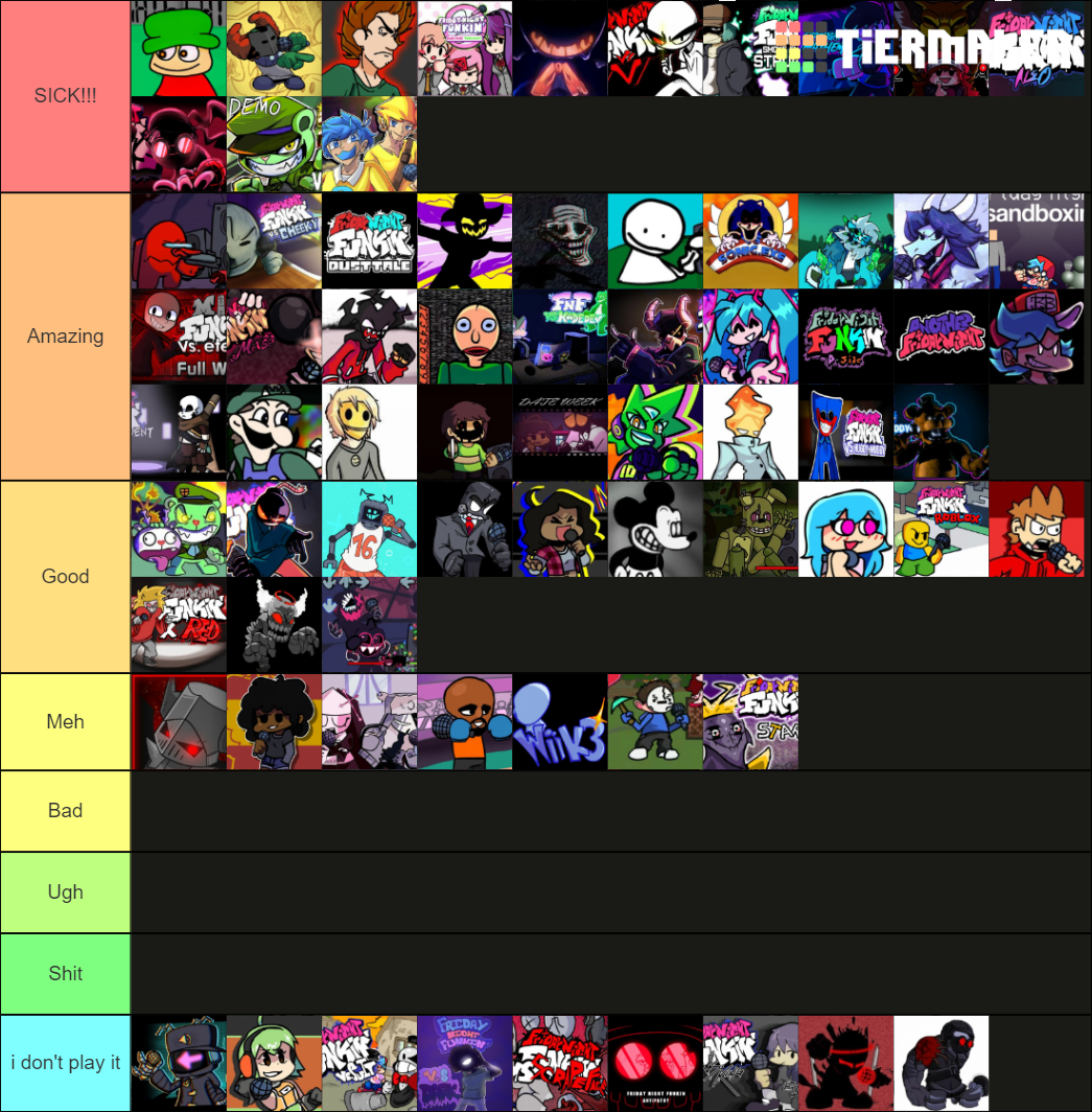 Fnf mods ultimate !!! Tier List (Community Rankings) - TierMaker