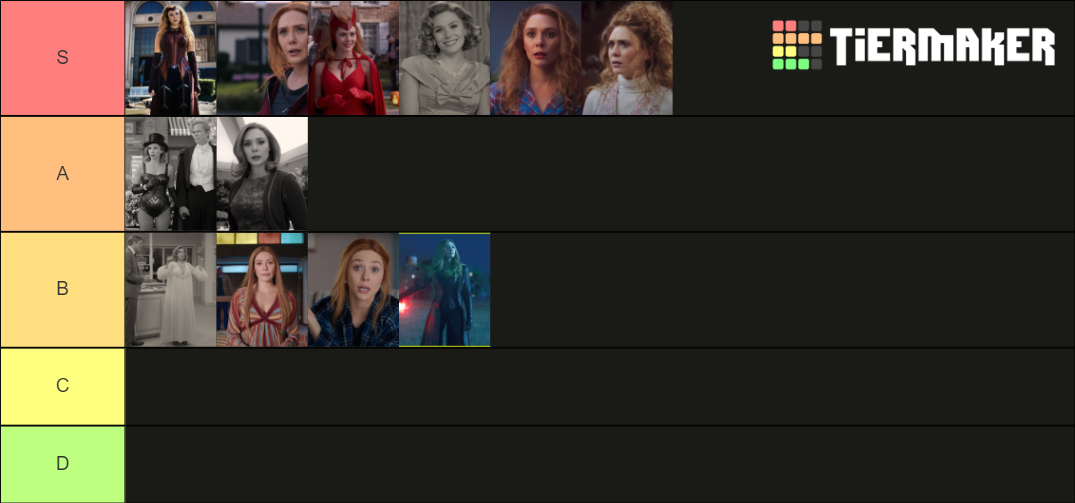 wanda's looks from wandavision Tier List Rankings) TierMaker