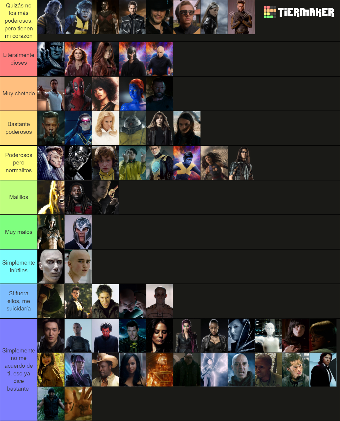 XMen Movie Mutants Tier List Rankings) TierMaker