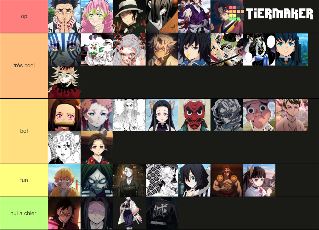 Demon slayer uhc roles Tier List (Community Rankings) - TierMaker