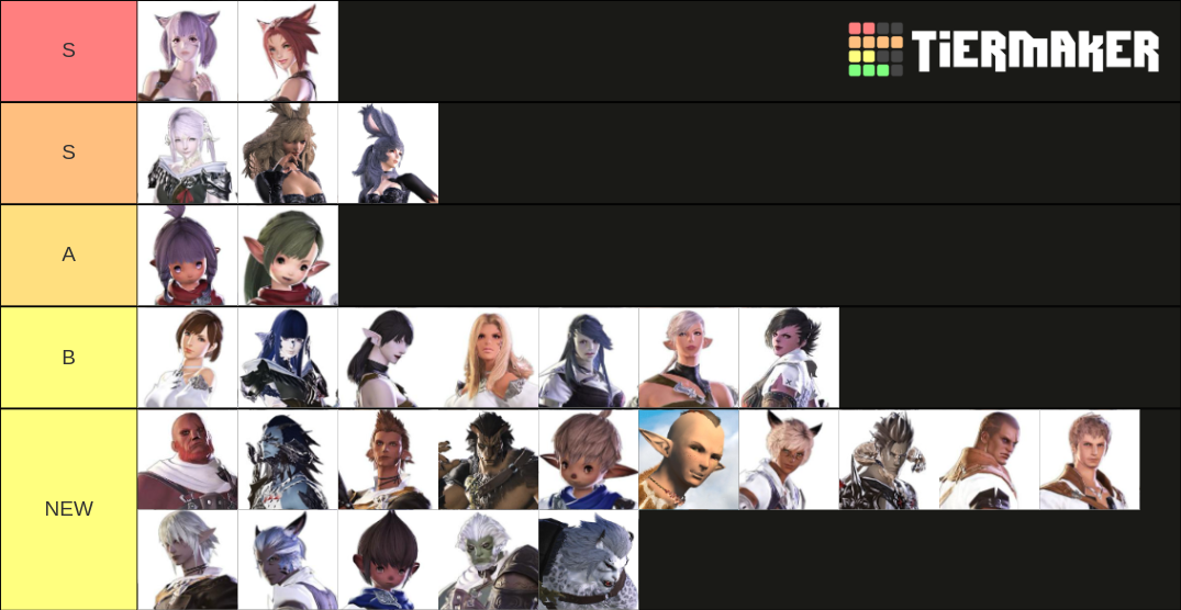 FFXIV Races Tier List Rankings) TierMaker