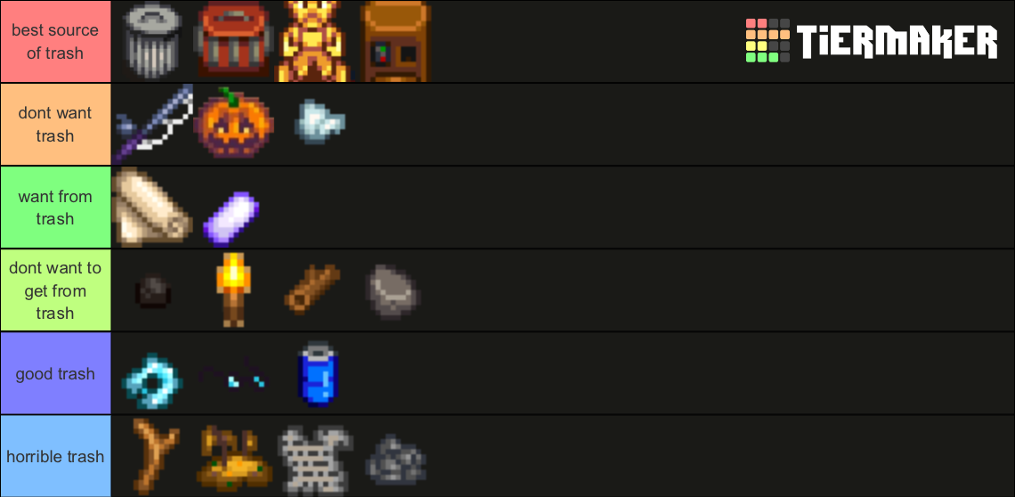Stardew valley Trash Tier List Rankings) TierMaker