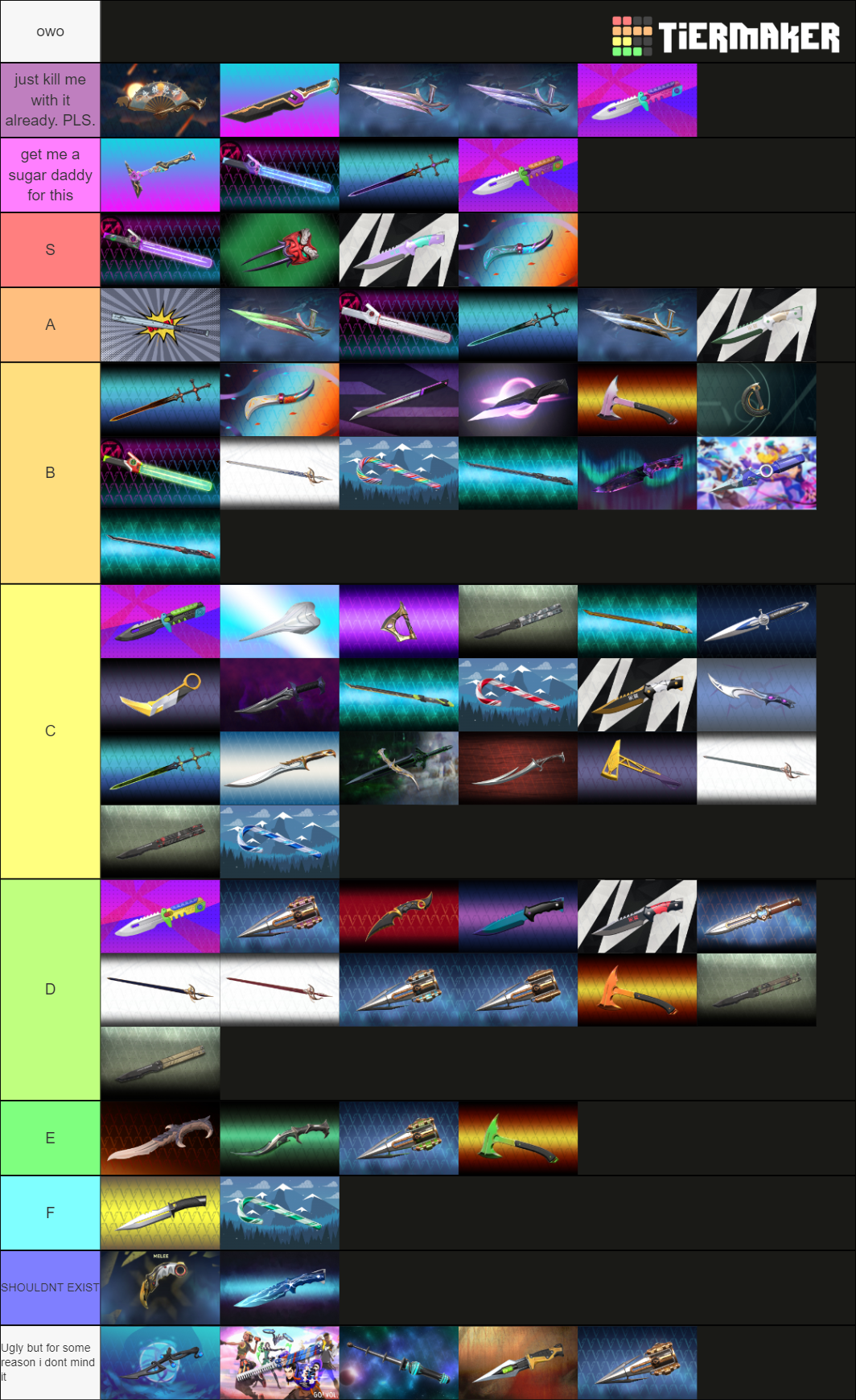 VALORANT ALL MELEE Tier List Rankings) TierMaker