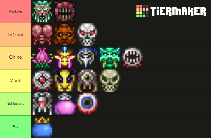 Terraria Boss Difficulty Tier List Rankings) TierMaker
