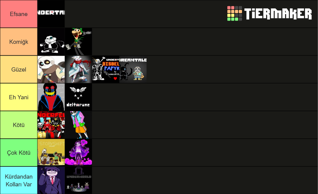 Undertale AU Tierlist Tier List (Community Rankings) - TierMaker