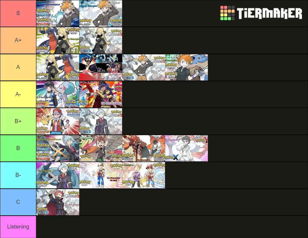 Pokemon Champion Battle Theme Tier List Rankings) TierMaker