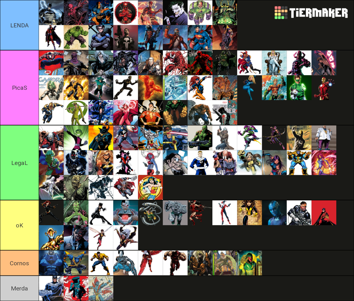 Superheroes and Supervillains (Marvel and DC) Tier List (Community ...