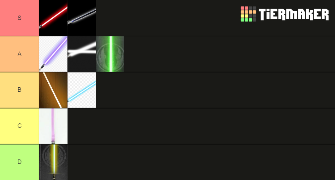 Lightsaber Colors Tier List Rankings) TierMaker