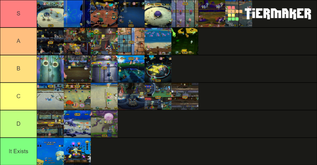 Spongebob Squarepants Lights Camera Pants Minigames Tier List